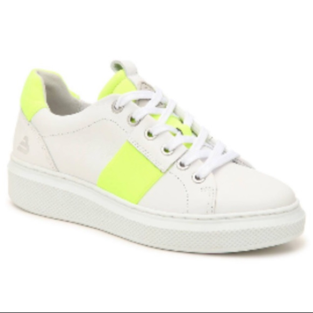 Bullboxer White and Green Sneakers with Chunky Sole and Leather Upper